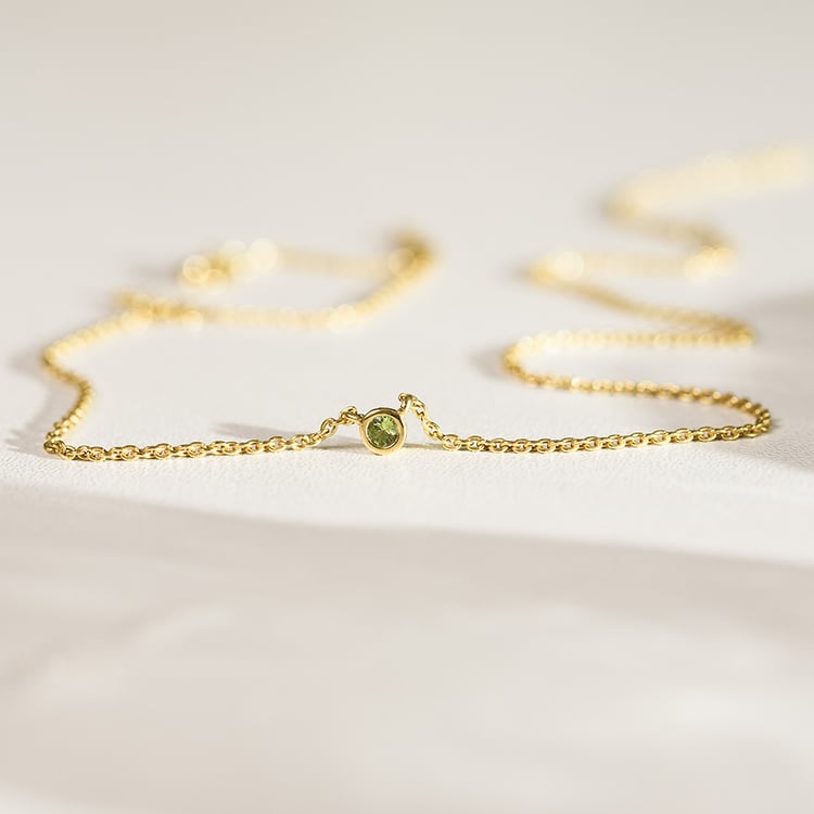 Stříbrný minimalistický náhrdelník se zeleným safírem Glosie 157133