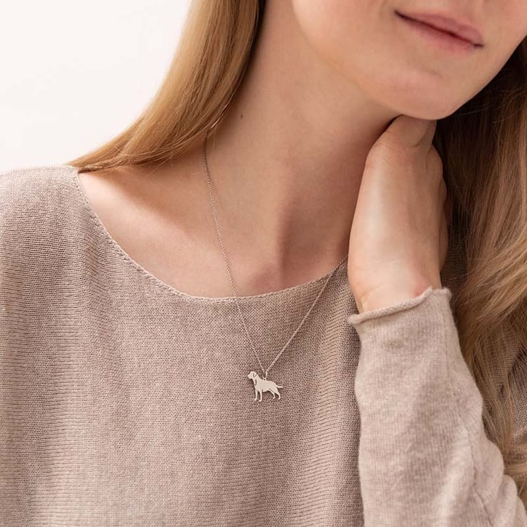 Stříbrný přívěsek ve tvaru psa s gravírem Labrador Retriever 98611