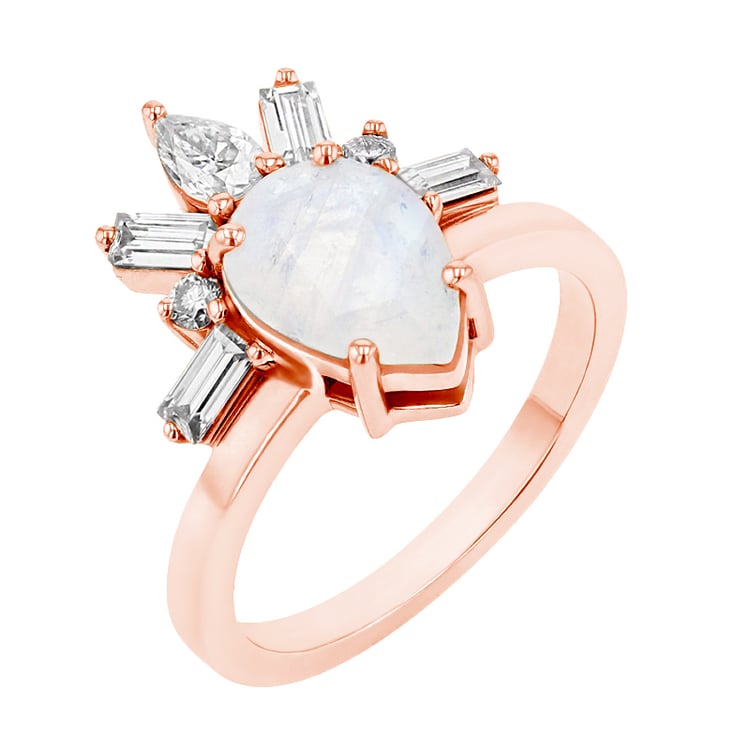 Zásnubní prsten s měsíčním kamenem z růžového zlata 75133