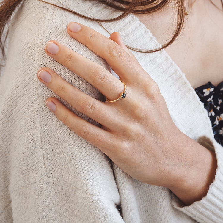 Zlatý prsten s jedinečným salt and pepper diamantem Zamiel 129381