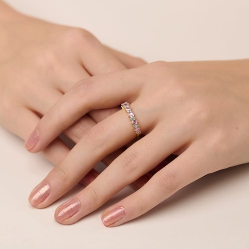 Half-eternity prsten ze zlata s růžovými turmalíny a diamanty Jamil