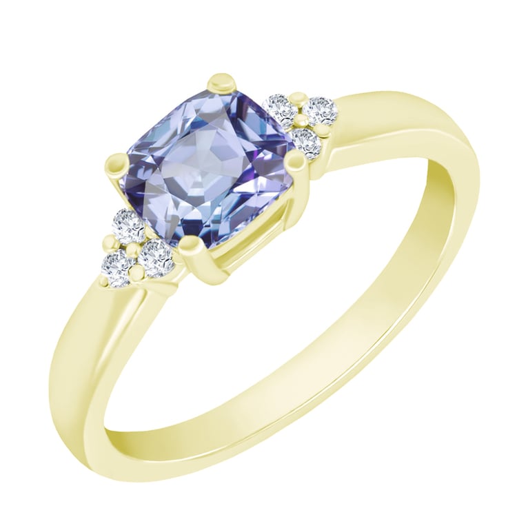 Rozvodový zlatý prsten s tanzanitem a diamanty Hal