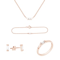 Zlatá sada s bílými baguette safíry Chanelle