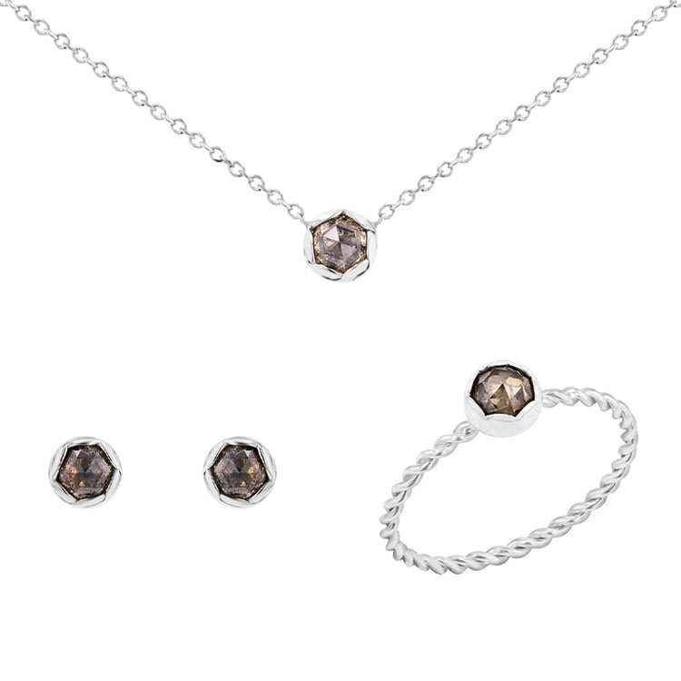 Vintage kolekce šperků se salt and pepper diamanty Kieren 100139