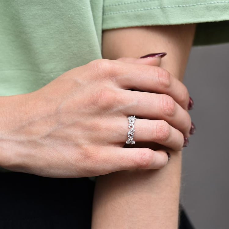 Vintage prsten s lab-grown diamanty a pánský plochý prsten Chaya 105940