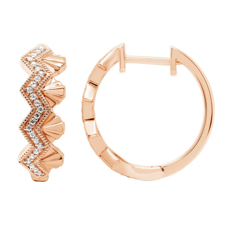 Zlaté neobvyklé kruhové náušnice s diamanty Alva 160976