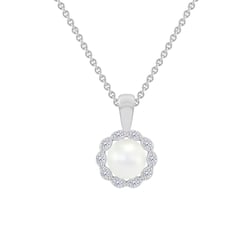 Stříbrný halo přívěsek s perlou a diamanty Elizabella