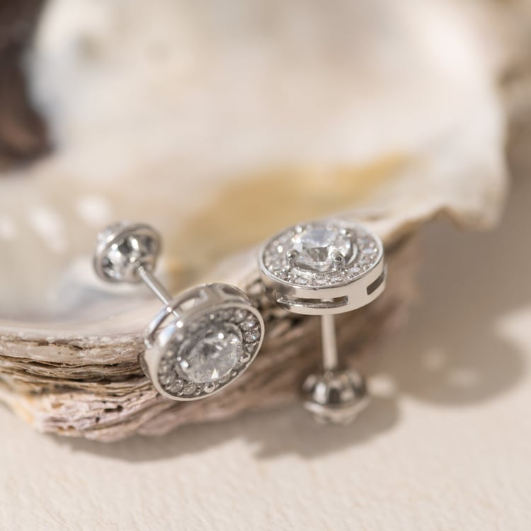 Halo náušnice s moissanity a lab-grown diamanty Zulfikar 102078