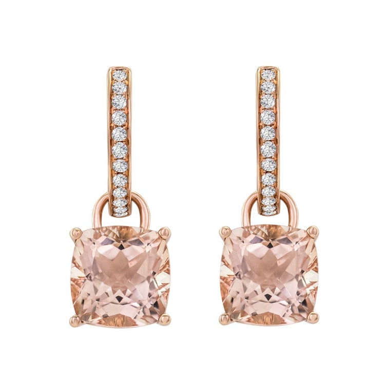 Kruhové zlaté náušnice se zavěšenými morganity Reza