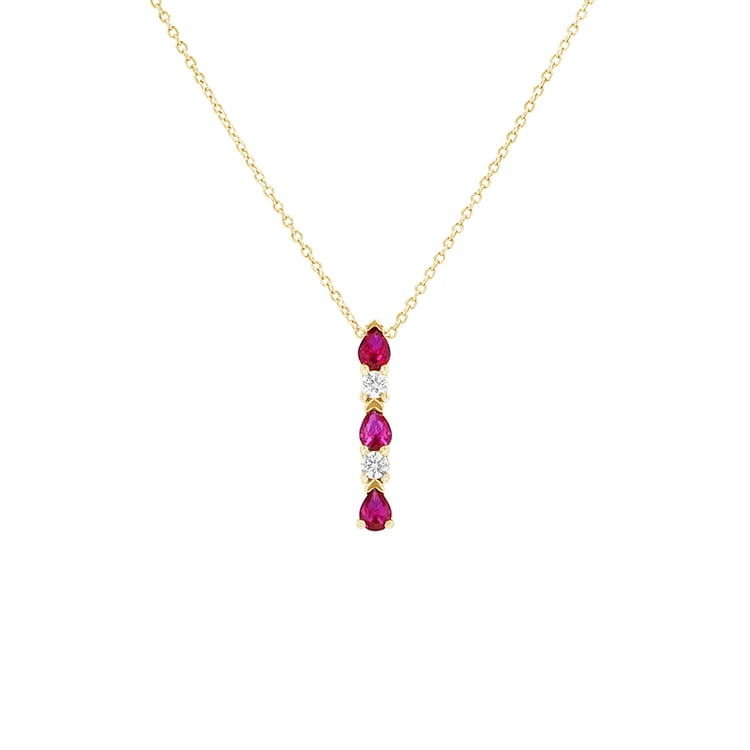 Elegantní náhrdelník s diamanty a rubíny ze žlutého zlata 79692