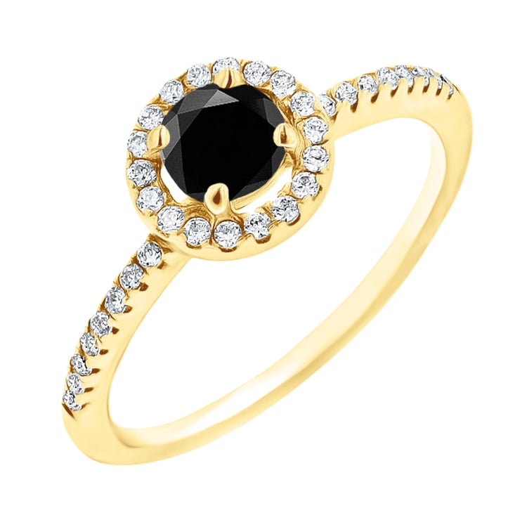 Halo prsten s černým moissanitem a lab-grown diamanty Kerau 145966