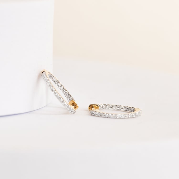 Zlaté kruhové náušnice s diamanty Genji 142306