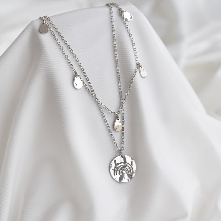 Set stříbrného přívěsku a náhrdelníku s kapkami a duhou A Cup Of Style 82100