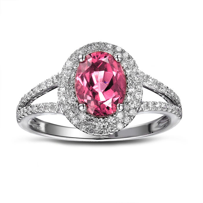 Zlatý prsten s turnalínem a diamanty 8458