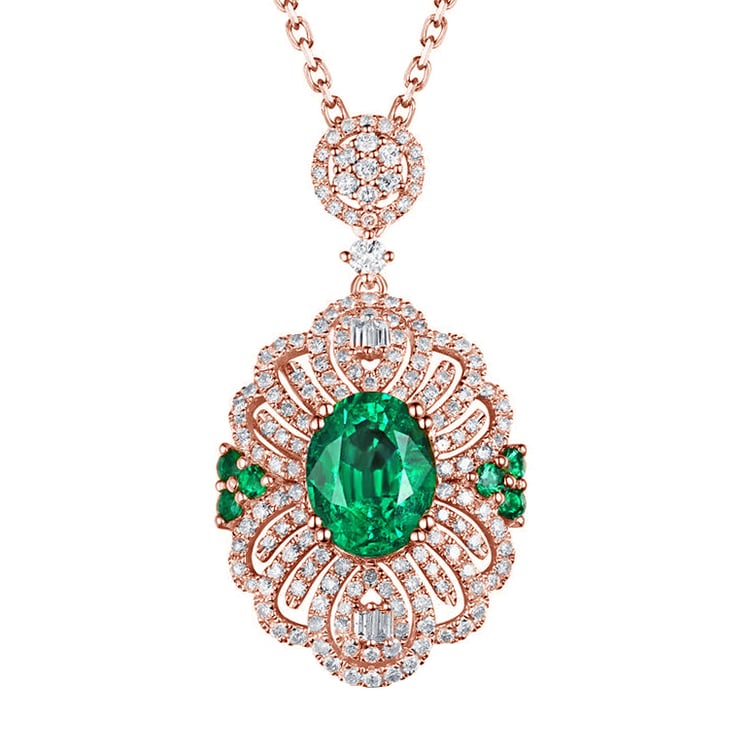 Náhrdelník se smaragdy a diamant 88630