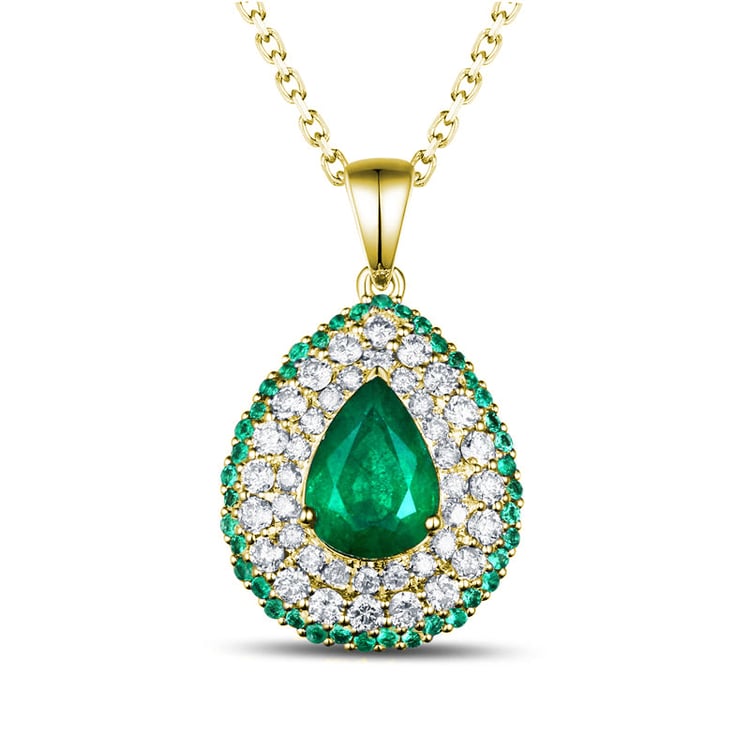 Přívěsek plný smaragdů a diamantů Sandiah 147575