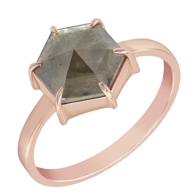 Zlatý prsten se salt and pepper diamantem