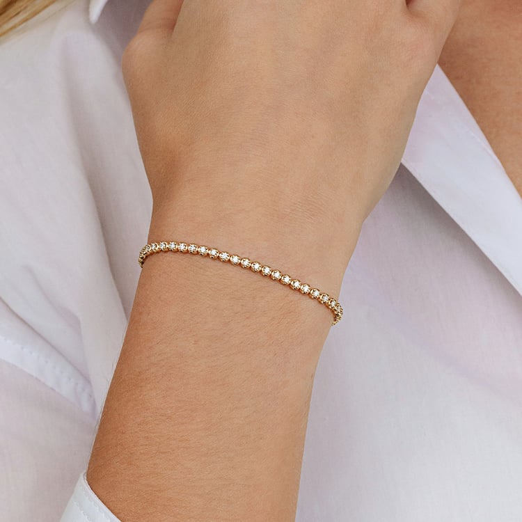 Zlatý tenisový náramek s lab-grown diamanty Mia 163307