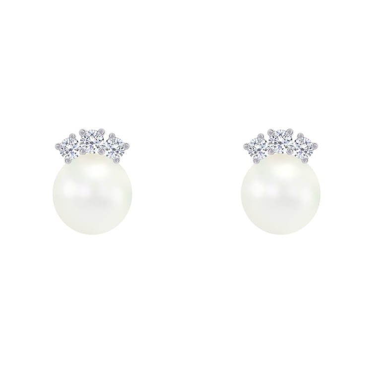 Perlové náušnice s diamanty