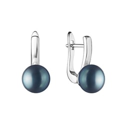 Stříbrné visací náušnice s černými perlami Imala
