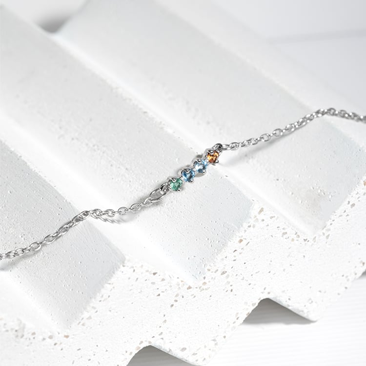 Stříbrný náramek se 4 drahokamy Shanay 125591