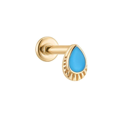 Zlatá piercing náušnice s tyrkysem Wendy