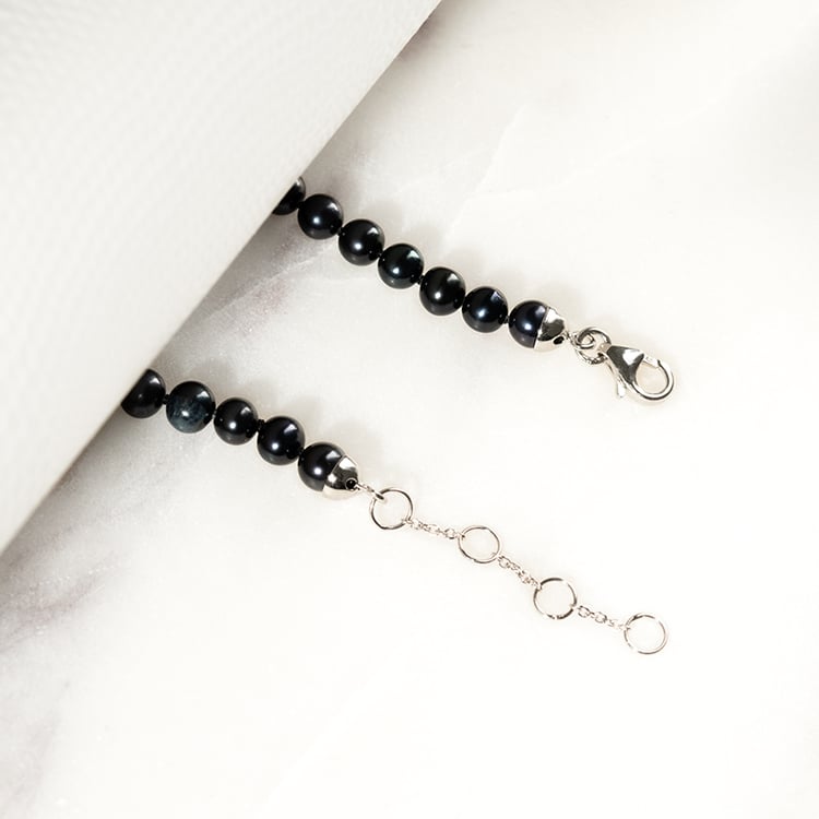 Stříbrný náramek s černými perlami Remiel 132491