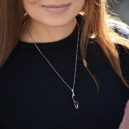 Stříbrný jantarový přívěsek se žirafou Giraffe