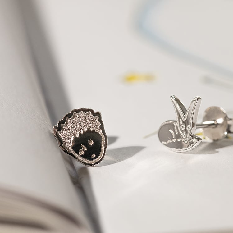 Stříbrné náušnice Malý princ a liška 138051