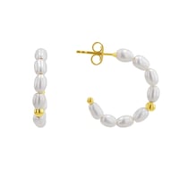 Stříbrné kruhové náušnice s perlami Roxanne