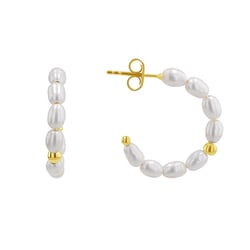 Stříbrné kruhové náušnice s perlami Roxanne