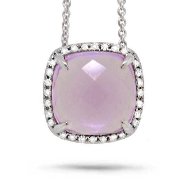 Diamantový náhrdelník s ametystem zlatý 2028