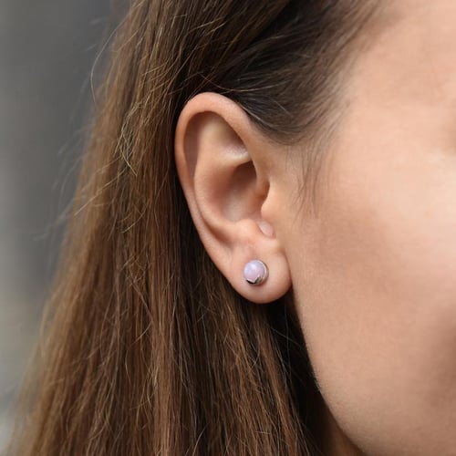 Zlaté náušnice s cabochon růžovými opály Erica