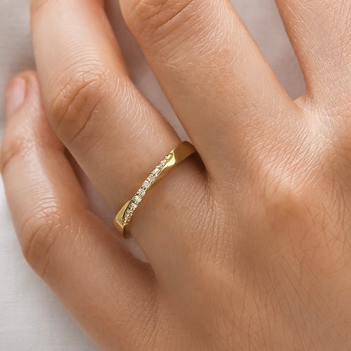 Zlaté propletené snubní prsteny s diamanty Brielle