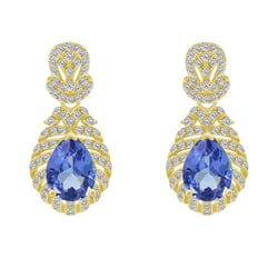 Zlaté náušnice s tanzanity a diamanty Fujita