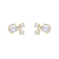 Stříbrné cluster náušnice s moissanity a lab-grown diamanty Kerrie