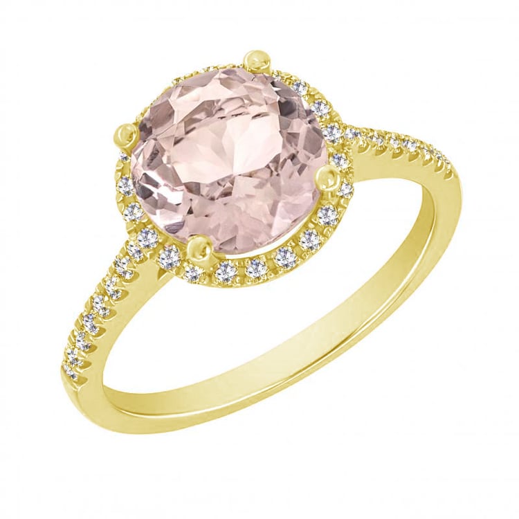 Prsten ze žlutého zlata s morganitem a diamanty 45428