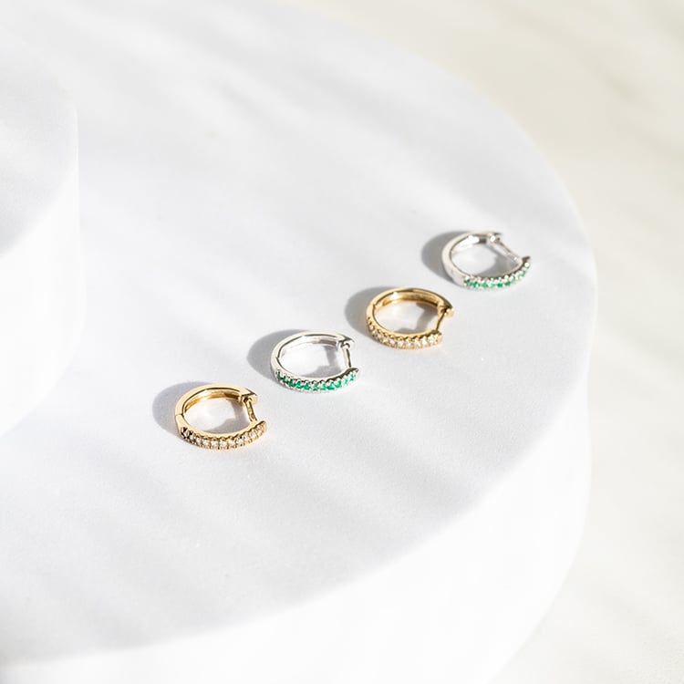 Stříbrné elegantní kruhové náušnice s lab-grown diamanty Gomati 151156