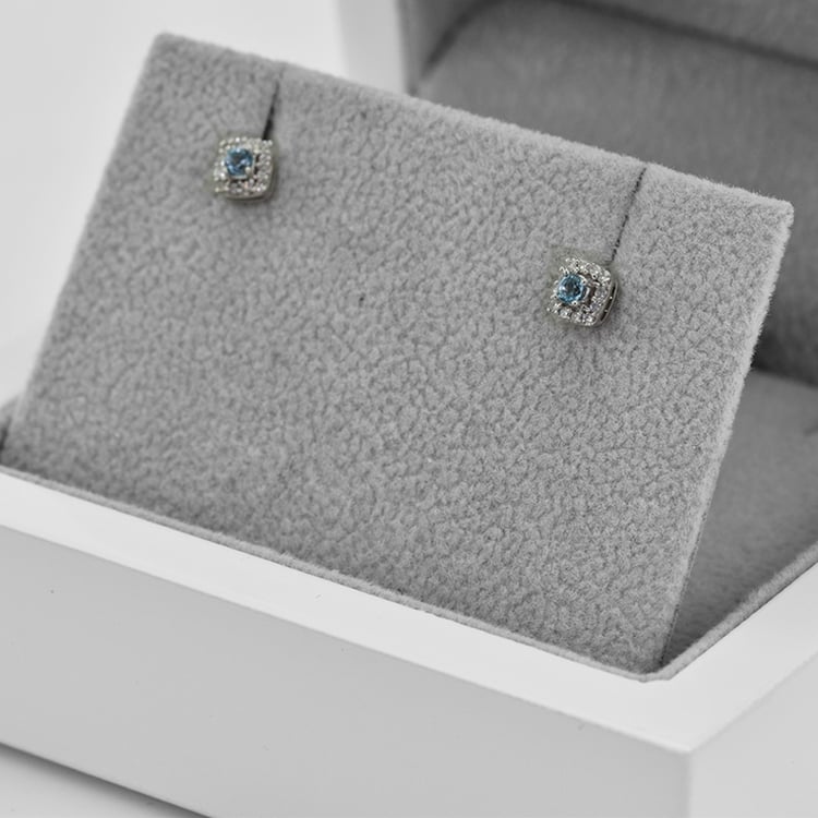 Stříbrné akvamarínové náušnice s lab-grown diamanty Sukie 104099