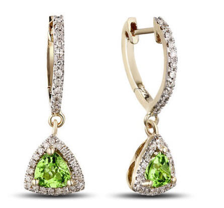 Zlaté diamantové náušnice s tsavorit granáty Lanette