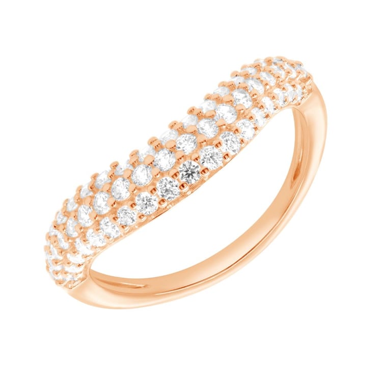 Half eternity zvlněný zlatý prsten s lab-grown diamanty Sven 162383