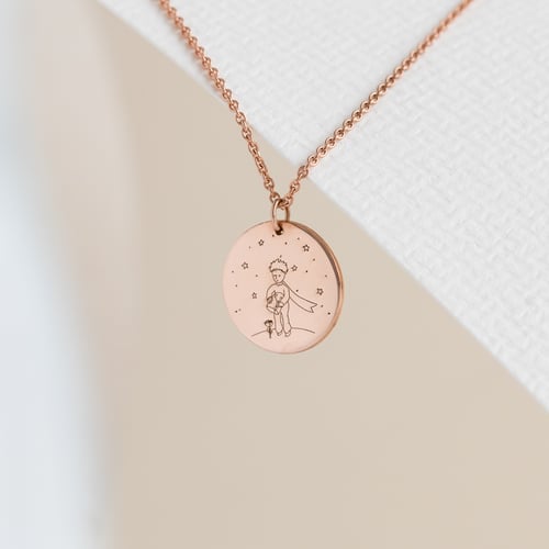 Stříbrný přívěsek Malý princ s růží a gravírem