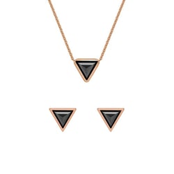 Zlatá sada šperků s triangle černými diamanty Weste