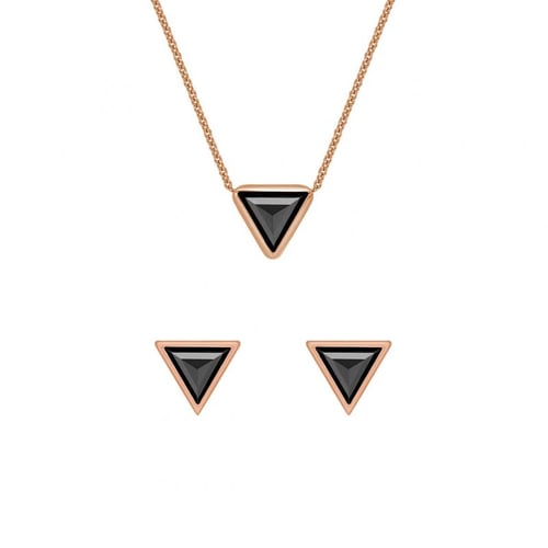 Zlatá sada šperků s triangle černými diamanty Weste