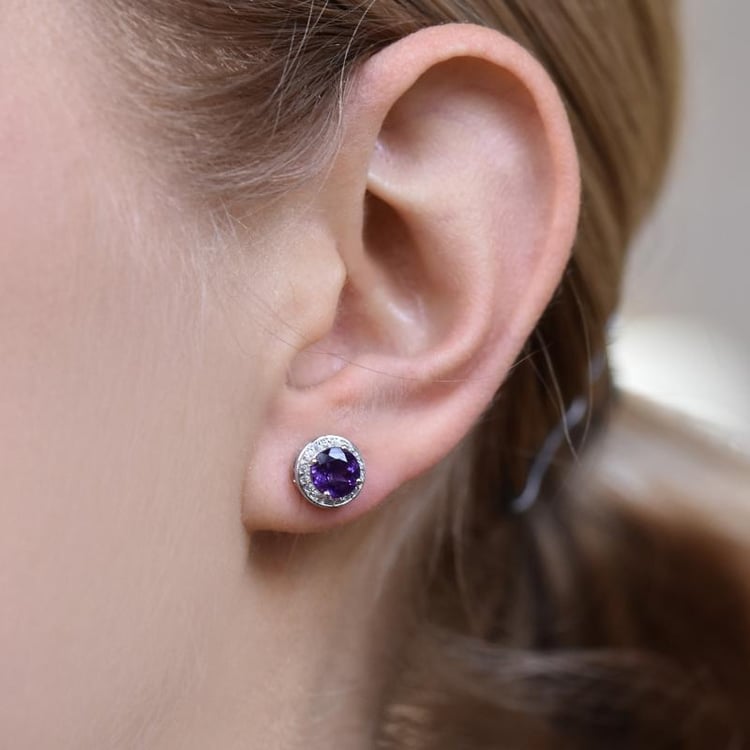 Stříbrné náušnice s ametysty 25758