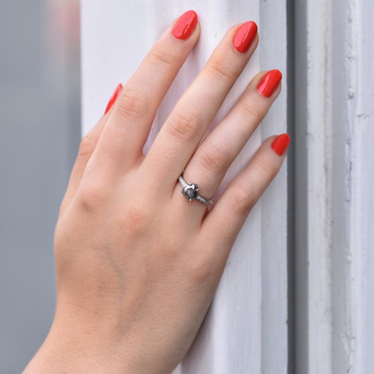 Zlatý prsten se salt'n'pepper diamantem Elodie 44232