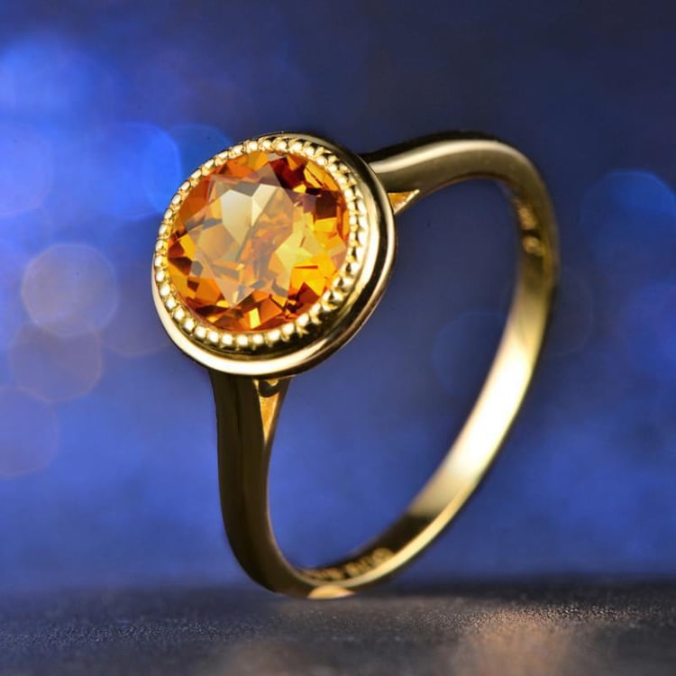Zlatý citrínový prsten 7693