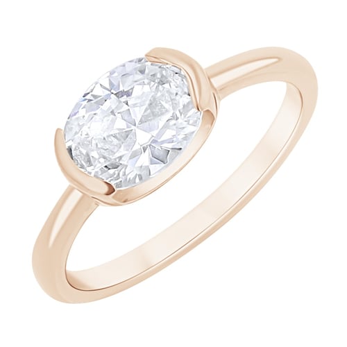 Zásnubní prsten s half-bezel oválným diamantem Hortensia
