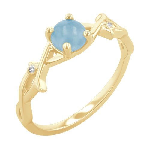 Prsten s cabochon akvamarínem a diamanty Makena