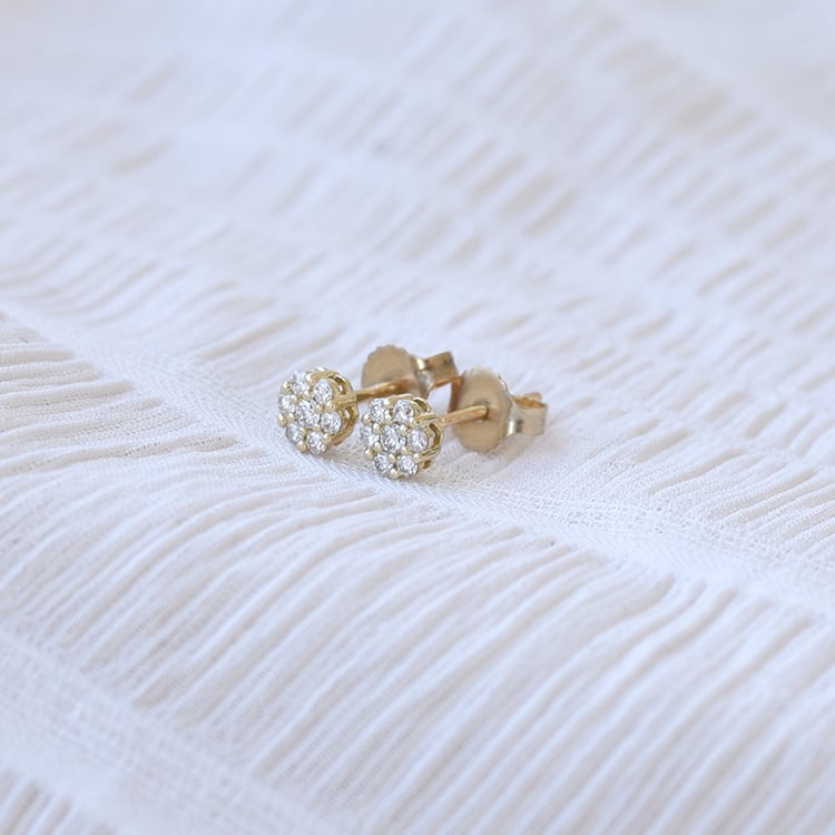 Stříbrné náušnice s lab-grown diamanty Flowu 103994